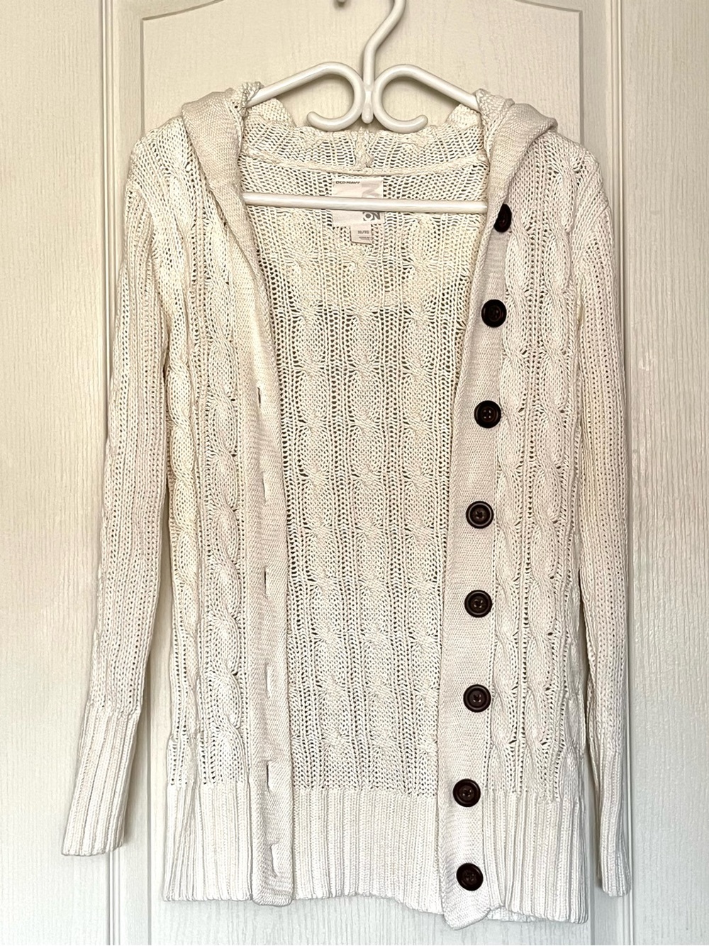 Old Navy Cream Cable Knit Hooded Cardigan Sweater XL Cabincore Shacket